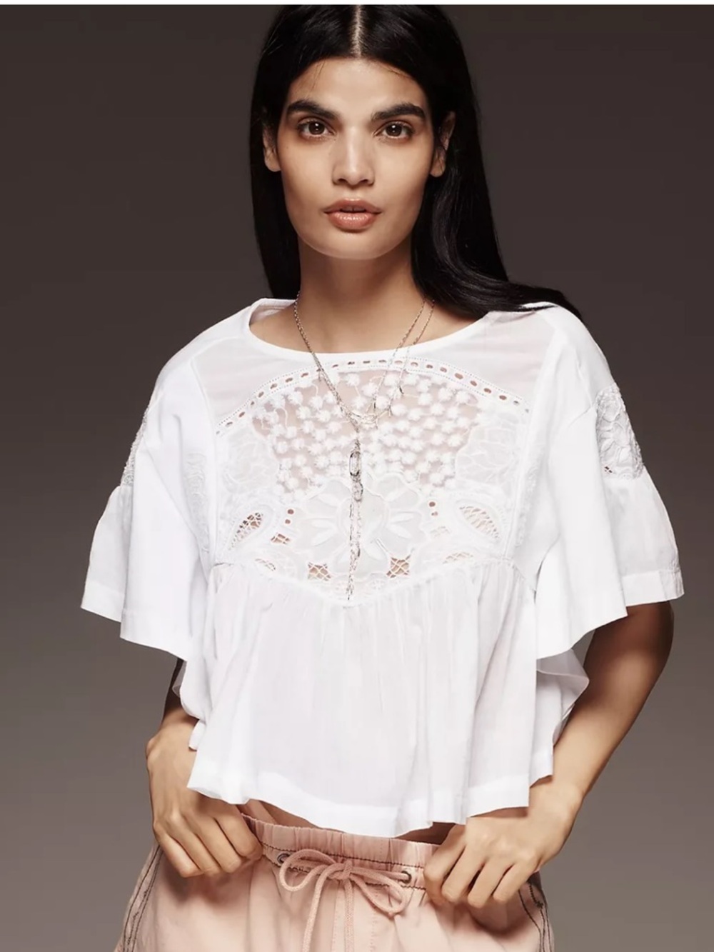 Maeve Short-Sleeve Embellished Swing Top